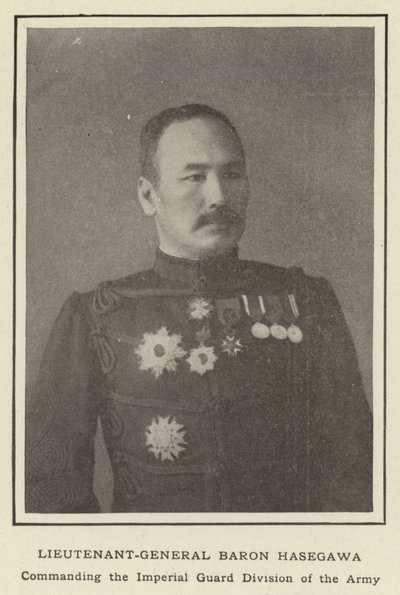 Luitenant-generaal Baron Hasegawa, Commandant van de Keizerlijke Garde Divisie van het Leger door Japanese Photographer