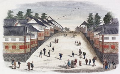 Een straat in Princes Quarter, Jeddo door Japanese School