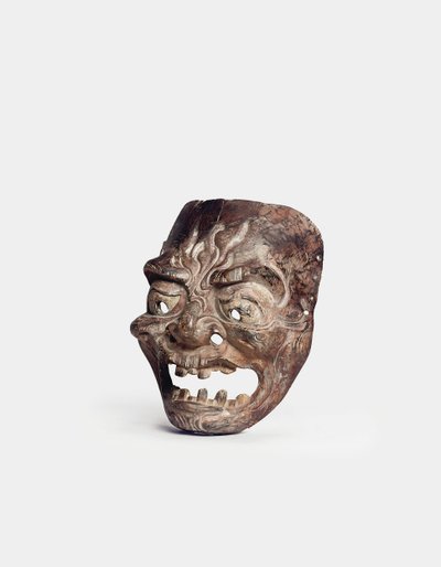 Een houten Gigaku masker door Japanese School