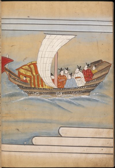 Chinese gezanten in een boot, illustratie uit de 