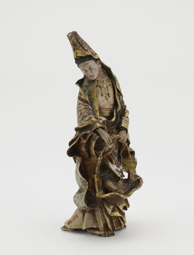 Beeld van Kannon met een vis in een mand, Meiji-periode door Japanese School