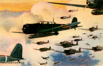 Japans gevechtsvliegtuig met raketten (print) door Japanese School