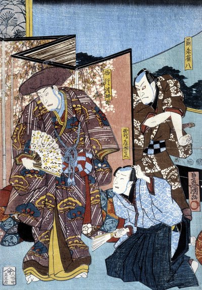 Japanse prent: mannen en scherm, n.d. door Japanese School