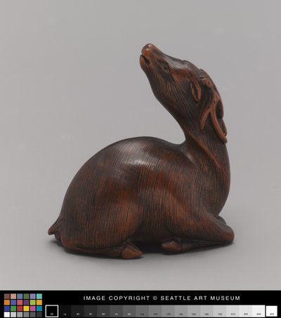 Netsuke gemodelleerd als hert, midden 19e eeuw door Japanese School