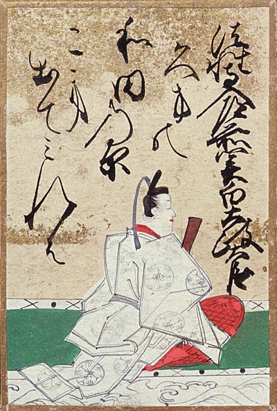 Een van een set speelkaarten met 100 dichters en gedichten, verkocht op de Exposition Universelle in Parijs in 1867 door Japanese School