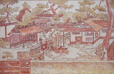 Plan van een theetuin, eind 19e eeuw door Japanese School