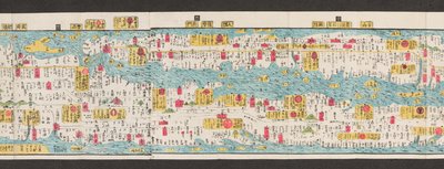Sectie van een wegenkaart van Japan. Dai Nihon koku junro meiki daisei. ["Een duidelijke en gedetailleerde kaart van de hoofdwegen van Japan"] door Japanese School