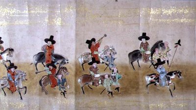 Zesde Koreaanse Ambassade naar Japan in Meireki 1 tijdens de opvolging van Tokugawa Ietsuna in 1651 (detail) door Japanese School