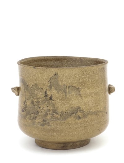 Theeceremonie waterpot met landschapsontwerp, Saga of Nagasaki prefectuur, Edo periode door Japanese School