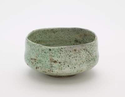 Theekom met valse Raku zegel, onbekende Raku aardewerk werkplaats door Japanese School