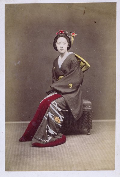 Jong Meisje in een Kimono, ca. 1860-70 door Japanese School