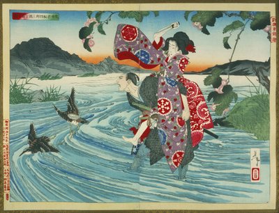 De Demon Omatsu Vermoordt Shirosaburō in de Voorde door Tsukioka Yoshitoshi