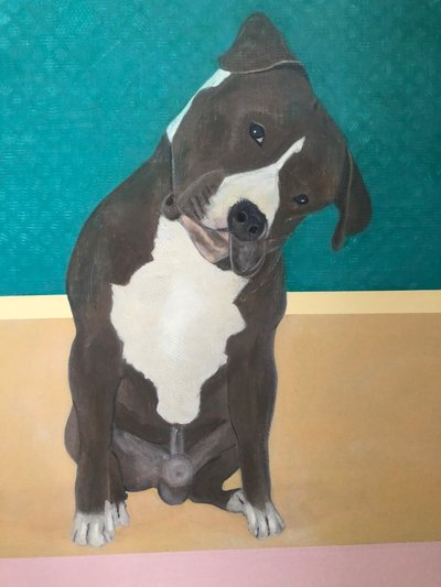 Lieve hond - Detail (schilderij) door Jasper Galloway