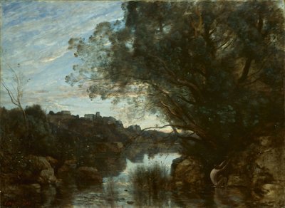 Souvenir van de Omgeving van het Meer van Nemi door Jean-Baptiste-Camille Corot