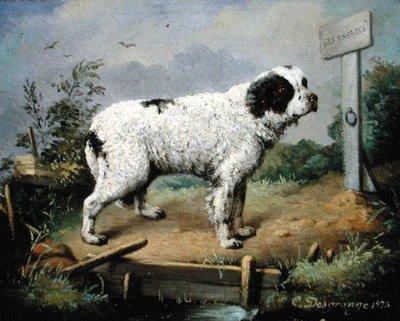 Een Newfoundland op een dijk door Jean Baptiste Desgrange