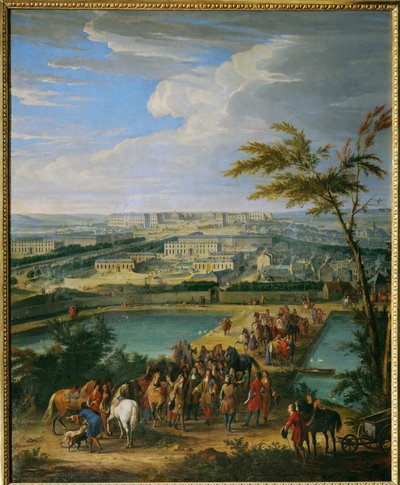 Stad en paleis van Versailles ... (schilderij op doek) door Jean-Baptiste Martin
