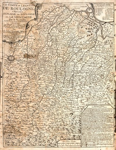 Kaart van het graafschap Boulogne (Frankrijk) door Jean Baptiste Nolin