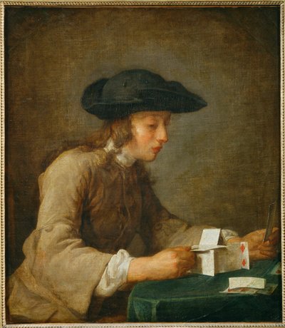 Le chateau de cartes - een kaartenhuis ... door Jean-Baptiste Simeon Chardin