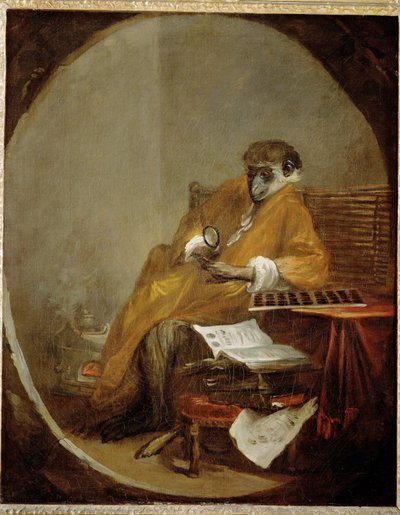 Le singe antiquaire - de aap als verzamelaar van antiek ... door Jean-Baptiste Simeon Chardin