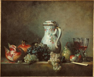 Druiven en granaatappels - rozijnen en granaatappels ... door Jean-Baptiste Simeon Chardin