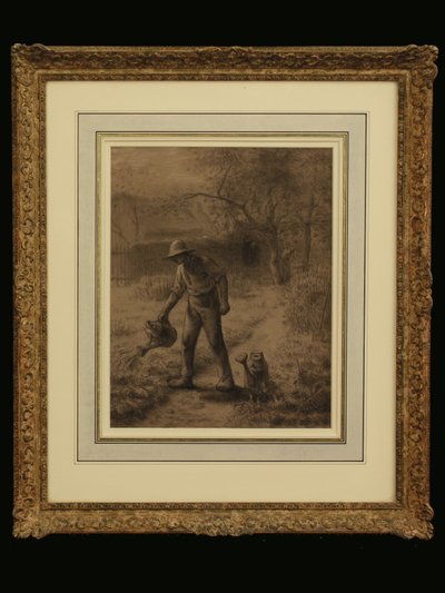 Boer in zijn tuin, ca. 1860 door Jean Francois Millet