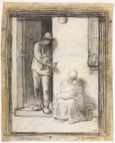 Het zieke kind door Jean-Francois Millet