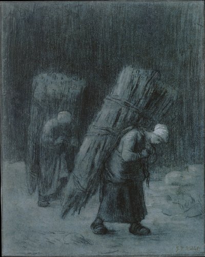 Vrouwen die takkenbossen dragen door Jean-Francois Millet