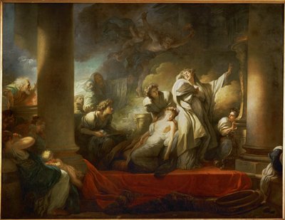 Le grand pretre Coresus se sacrifie pour sauver Callirhoe - de grote Priester Coresus offert zichzelf op om Callirhoe te redden ... door Jean-Honore Fragonard