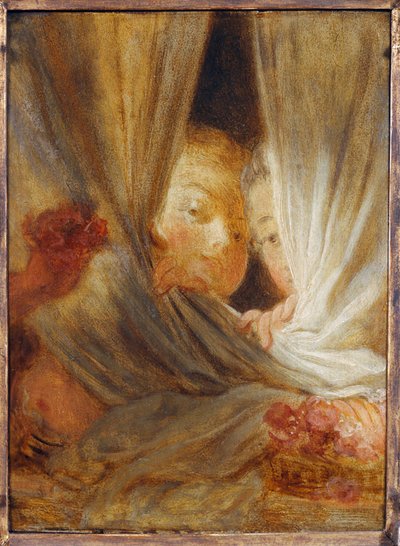 Les curieuses - Twee nieuwsgierige meisjes ... door Jean-Honore Fragonard