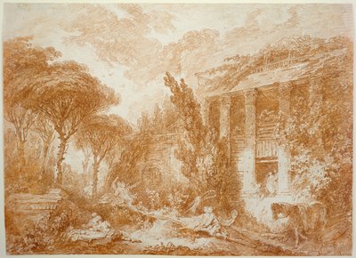 Parklandschap van kasteel Marburg door Jean-Honore Fragonard
