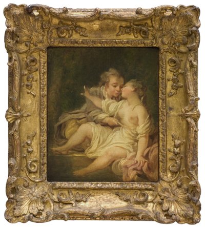 Verrast in het bad door Jean-Honore Fragonard