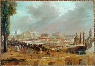 Proclamatie van de Tweede Franse Republiek op de Place de la Concorde ... (schilderij op doek) door Jean-Jacques Champin