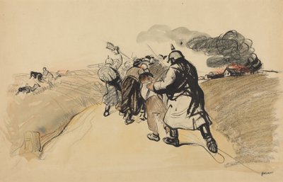 Duitse aanval op een dorp door Jean-Louis Forain