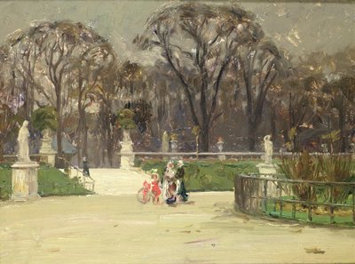In de Jardin du Luxembourg (olieverf op doek) door Jean Louis Lefort