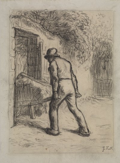 Studie voor man met kruiwagen door Jean Francois Millet