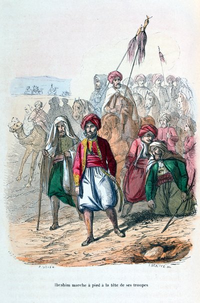 Ibrahim Pasha marcheert aan het front van zijn troepen door Jean Adolphe Beauce