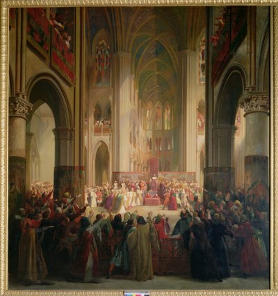 Staten-Generaal van Parijs Vergadering in de Notre-Dame na de Dood van Karel IV (1295-1328) door Jean Alaux