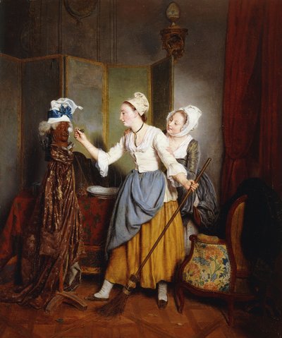 Het Kleden van een Mannequin; La Toilette de Mannequin, 1835 door Jean Alphonse Roehn