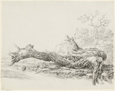 Een oude boom gevallen naast een stroom door Jean Antoine Constantin
