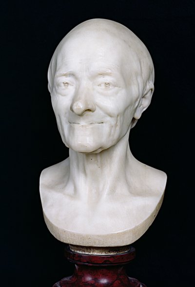 Buste van Voltaire zonder pruik door Jean Antoine Houdon
