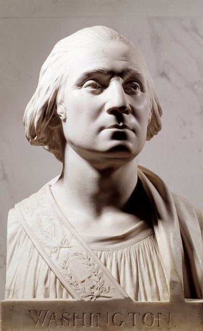 Marmeren buste van George Washington (1732-1789). Beeldhouwwerk door Jean Antoine Houdon (1741-1828) 1786. Parijs, Musée du Louvre door Jean Antoine Houdon