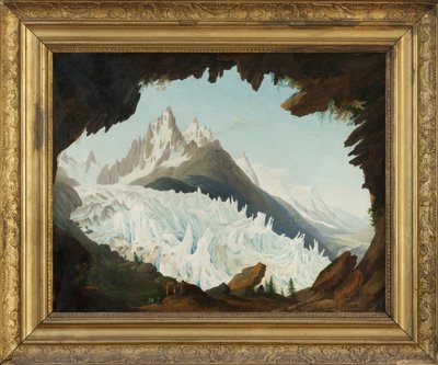 Uitzicht op de Alpen genomen vanaf de gewelven genaamd de Chapeau van de Woods Glacier door Jean Antoine Linck