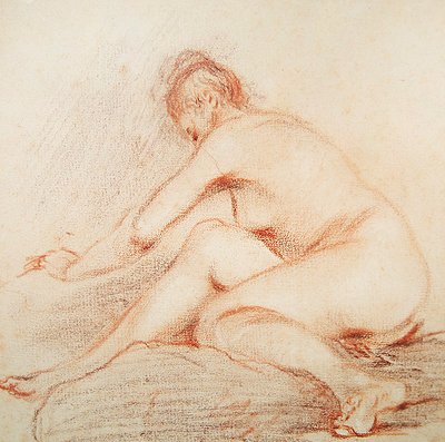 Naakte Vrouw door Jean Antoine Watteau