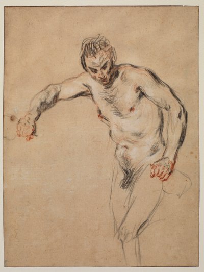Sater die wijn schenkt, 1717 door Jean Antoine Watteau