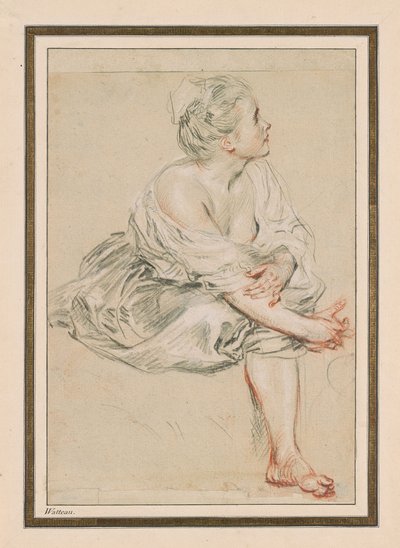 Zittende jonge vrouw, c. 1716 door Jean Antoine Watteau