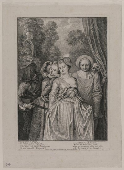 De Kleren zijn Italiaans door Jean Antoine Watteau