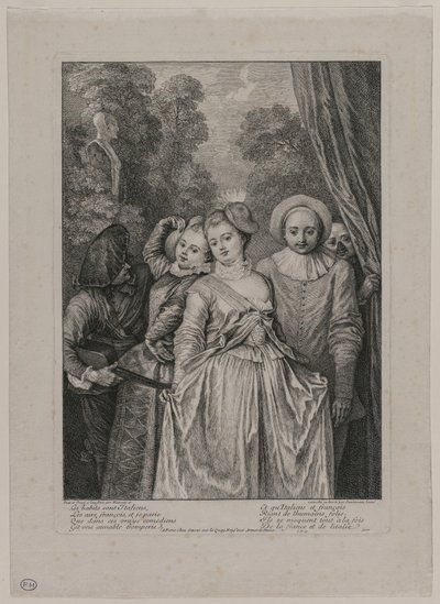 De kleren zijn Italiaans door Jean Antoine Watteau