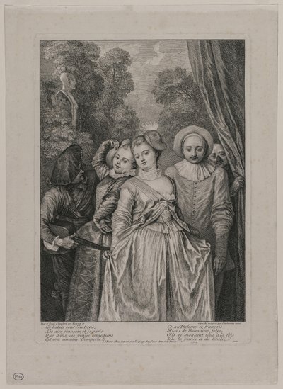 De kleren zijn Italiaans, 1715-1716 door Jean Antoine Watteau