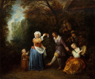 De Landelijke Dans door Jean Antoine Watteau