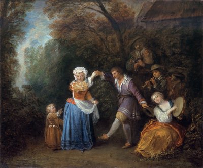 De Landelijke Dans door Jean Antoine Watteau